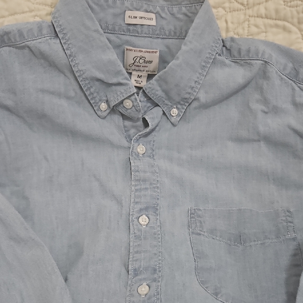 J. Crew Men's Casual Light Blue Button Down Shirt
